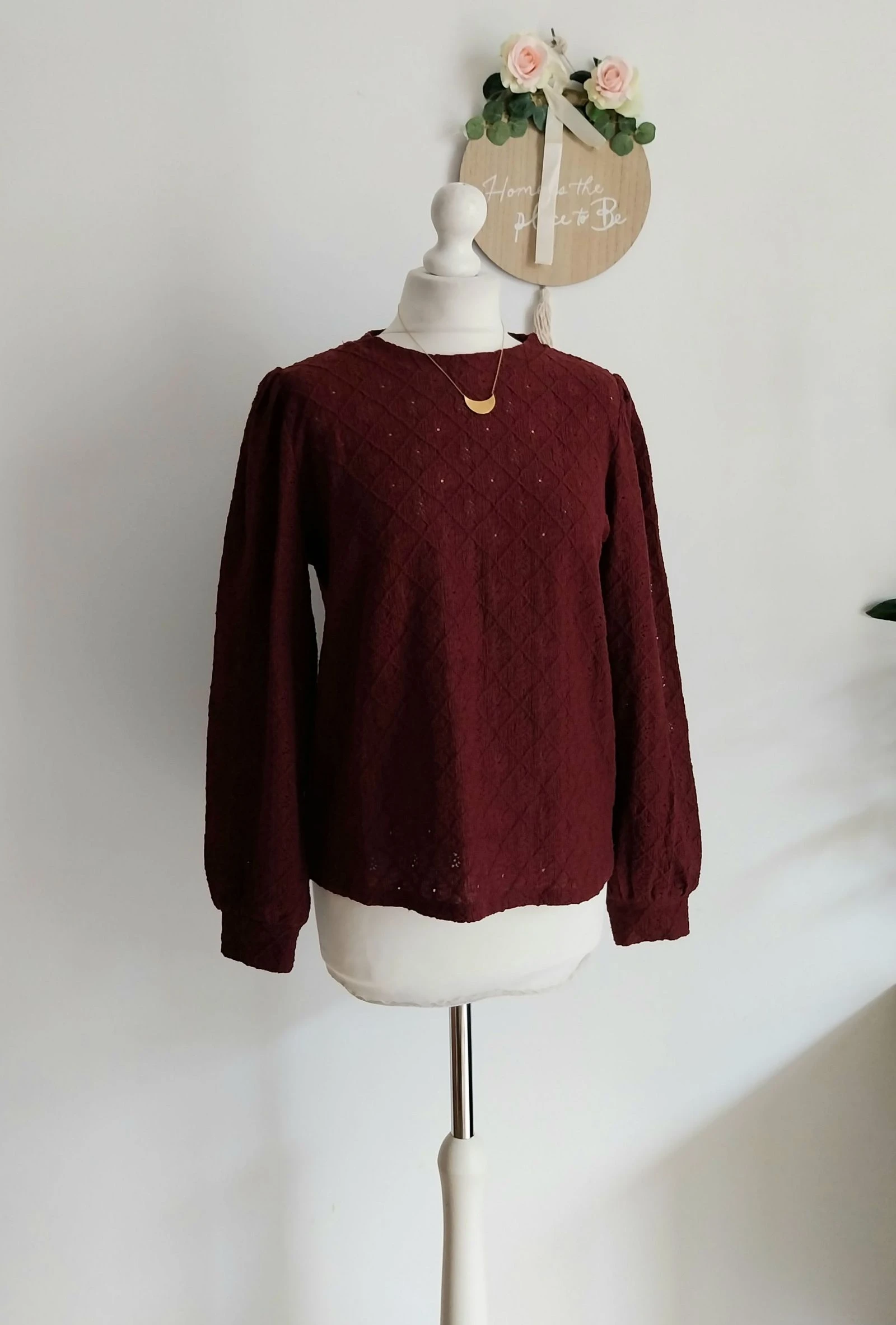 Haut mi-saison texturé ajouré bordeaux Cyrillus Taille 36/38